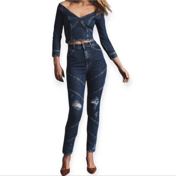 Retrofete PANELED DISTRESSED HIGH-RISE SKINNY JEANS, 27 - Picture 2 of 10